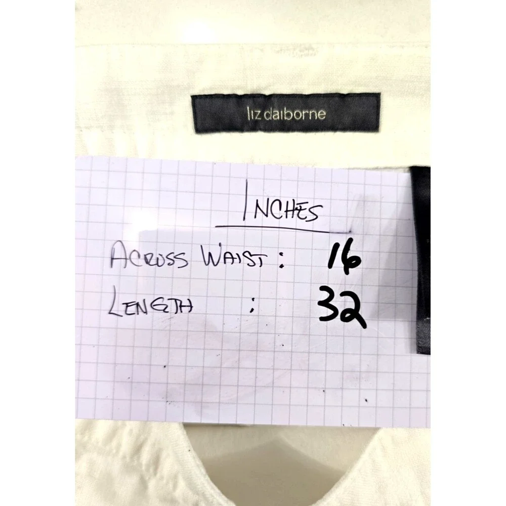 Liz Claiborne 100% Linen Midi Skirt Sz 8 White Coastal Minimalist Peasant Modest